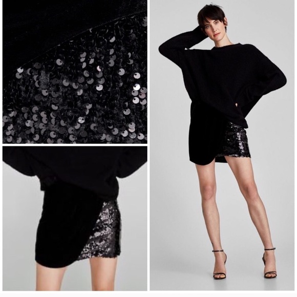 Zara Sequined Velvet mini skirt - Picture 5 of 10